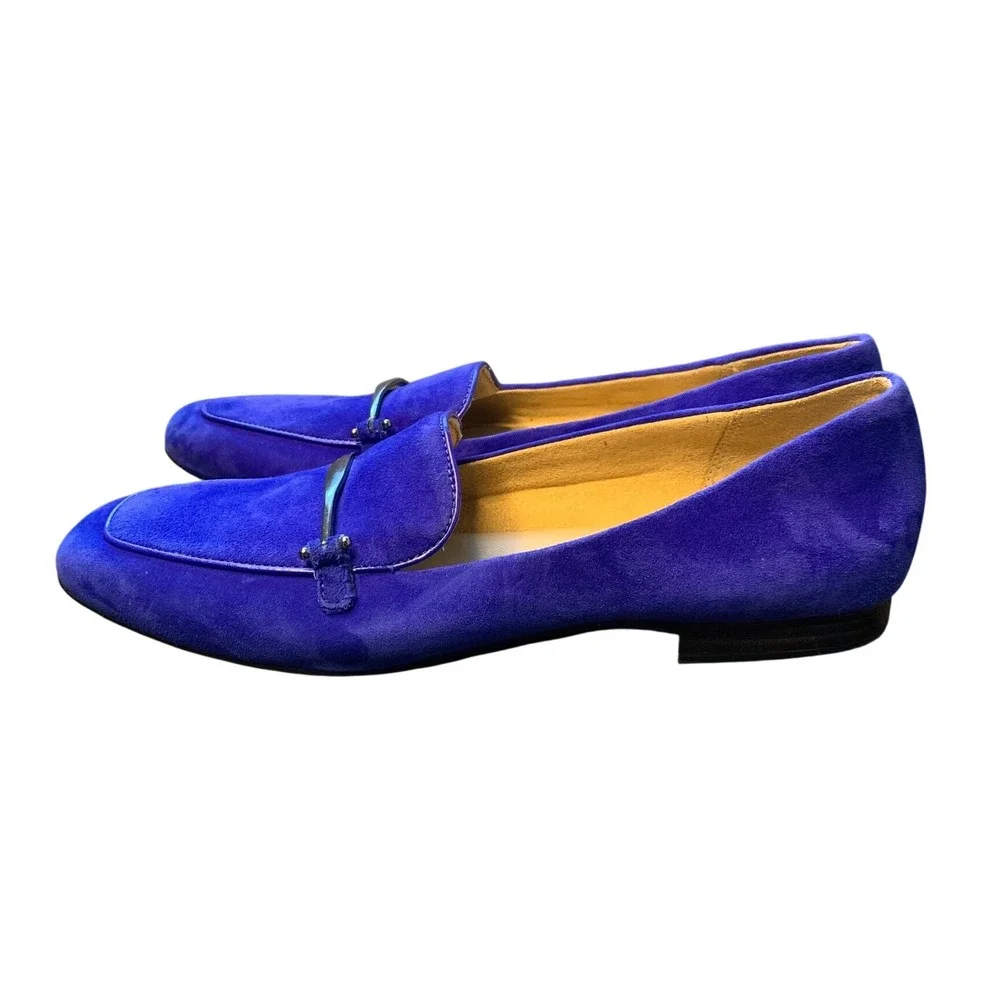 NATURALIZER Emiline Royal Blue Suede Loafers Metal Buckle Women Size 8.5M‎